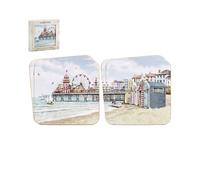 Coasters Cork Set of 4 Sandy Bay Beach Heat Resistant Novelty Design Tableware
