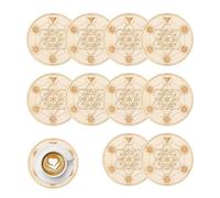 Coasters Drinks - Ten Pieces Wood Decoration Set for Tabletop Protection, Non-slip Table Mat with Geometric Pattern, Natural Wood Coasters, Absorbent Table Protectors | For Tea
