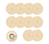 Coasters Drinks - Ten Pieces Wood Decoration Set for Tabletop Protection, Non-slip Table Mat with Geometric Pattern, Natural Wood Coasters, Absorbent Table Protectors | For Tea