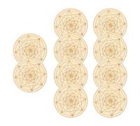 Coasters Drinks - Ten Pieces Wood Decoration Set for Tabletop Protection, Non-slip Table Mat with Geometric Pattern, Natural Wood Coasters, Absorbent Table Protectors | For Tea