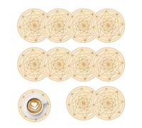 Coasters for Coffee Table - 10-Piece Wooden Place Mat | Geometric Pattern Insulated Coaster | for Tea Coffee Kitchen Dining Table Living Room Bar Housewarming