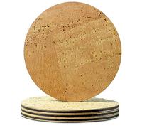 Coasters for Drinks 4 Pcs Cork Vegan Round Edge Sturdy Light Weight Drink Coaster with Holder Table Housewarming Home Kitchen Decor Gift Set for Women Men (Natural)