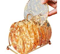 Coasters for Drinks, 6Pcs Gold Foil Acrylic Coasters, Round 9.5 cm Transparent Gold Foil Mugs, Stunning Decorative Coaster, Heat Resistant/Non Slip/Washable, For Christmas decorations