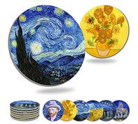Coasters for Drinks Ceramic Van Gogh Art Coasters Set - Use 6 Famous Van Gogh Paintings, Unique Housewarming Gifts for New Home Decorative by WOWDING