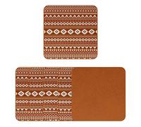 Coasters for Drinks, Drink Coasters Set 6 Pcs, Gift for Friends, Living Room, Kitchen, Bar Decorations, Indian Tribal Stripes Vintage Coffee