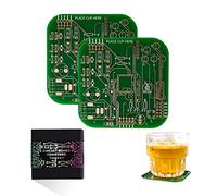 Coasters for Drinks in PCB-Design Green Coasters Decor with Immersion Gold Circuit Board Coasters for Coffee Table Bar Office Tech Gifts for Boyfriend Gamer G ngineer Dad Men Anniversary