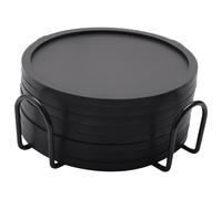 Coasters Glasses Set of 8 Silicone Coasters Round Glass Coasters in Black8054