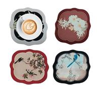 Coasters Set, Anti-Slip Absorbent Coasters 4 Pieces, Rustic Aesthetic Home Kitchen Desk Accessories, Dining Coffee Table Protection, Office Table Drink Mats, Friends Family Gathering Coaster Set