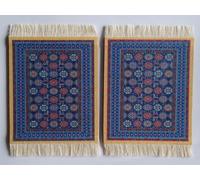 Coasters set of 2 Pcs NonSlip Rubber back (2.5 mm) for Coffee Mugs Glasses, Printed Carpet Pattern, Room Decor, Afternoon tea (9x11cm) (Purple 2 pcs)