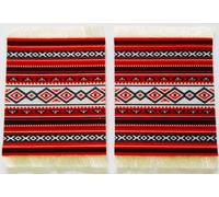 Coasters set of 2 Pcs, NonSlip Rubber back (2.5 mm) for Coffee Mugs Glasses, Printed Carpet Pattern, Room Decor, Afternoon tea (9x11cm) (Red Black, 2pcs)