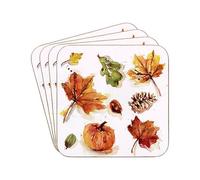 Coasters Set of 4 Cork Back Cup Autumn Fall Theme Leaf Nature Artistic Design