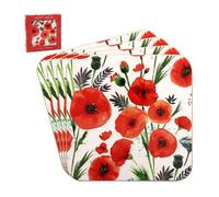 The Leonardo Collection Finola Stack Poppy Coasters Set of 4 For Office Home & Kitchen | Lovely Coaster Set For Decorative Home Accessories Drinks Coasters For Tea & Coffee
