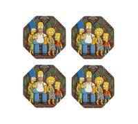 Coasters Set of 4 Round Leather Coaster Quick-Dry Drink Simpsons Coasters for Desk Absorbent Mugs Pads Tabletop Protection Pad Heat Resistant Coffee Cup Mat for Kitchen Bar
