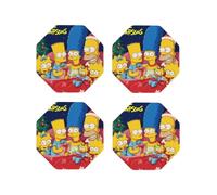 Coasters Set of 4 Round Leather Coaster Quick-Dry Drink Simpsons Coasters for Desk Absorbent Mugs Pads Tabletop Protection Pad Heat Resistant Coffee Cup Mat for Kitchen Bar