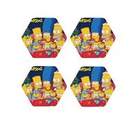 Coasters Set of 4 Round Leather Coaster Quick-Dry Drink Simpsons Coasters for Desk Absorbent Mugs Pads Tabletop Protection Pad Heat Resistant Coffee Cup Mat for Kitchen Bar