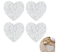 Coasters Set of 4 Silver Hollow Heart Coaster for Drinks, Decorative Drinks Coasters and Everyday Use Coaster, Heatproof and Reusable, Ideal for Coffee Table, Home or Office Setting