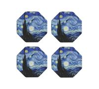 Coasters Set of 4, The Starry Night Drink Coasters for Tabletop Protection, Suitable for Kinds of Cups, Cup Coasters for Home Decor Living Room Decor, 4 Inches Octagon