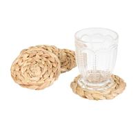 Coasters Set of 4 Water Hyacinth Seagrass Rattan Drink Mats with Natural Finish Summer Alfresco Drinkware Gift Idea Braided Drink Coasters