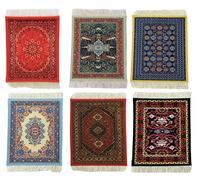 Coasters Set of 6 - Absorbent Coasters - Non-Slip Rubber back (2.5mm) Persian Rug Style -Printed Pattern Coffee Set Accessories - Coaster Set for Mugs (9x11cm) (Fusion 6 pcs) Non-woven