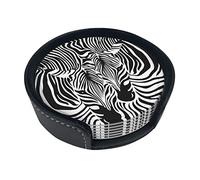 Coasters Set Of 6 Abstract Animal Zebra Print Leather Coasters For Drinks,Home Décor And Housewarming Gift