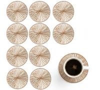 Coasters Set Of 6 And More 10-Pack, Gold Drink Coasters, Round PVC Table Mats, Elegant Absorbent Coaster Set For Kitchen, Bar, Dining Table, Office Desk Protection
