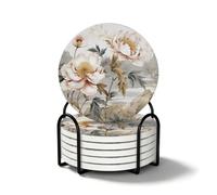 Coasters Set of 6 CircularJasmine Flower