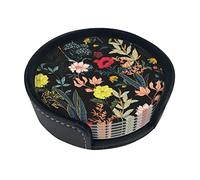 Coasters Set Of 6 Colorful Boho Floral Print Leather Coasters For Drinks,Home Décor And Housewarming Gift