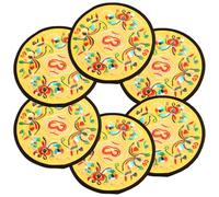 Coasters Set of 6 Gold Round - Drink Coasters for Home Office Bar Beer Bottle Wine Glass Coffee Tea Mugs Non Slip Pads Mats for Cup BD0492