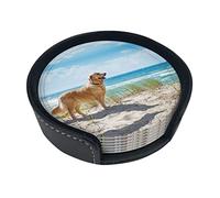 Coasters Set Of 6 Golden Retriever Print Leather Coasters For Drinks,Home Décor And Housewarming Gift
