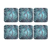 Coasters Set of 6 Leather Drink Coaster DNA Genetic Helix Coaster for Drinks Non-Slip Mugs Pads Waterproof Funny Coasters Coffee Cup Mat for Table Kitchen
