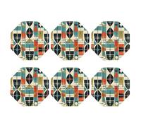 Coasters Set of 6 Leather Drink Coaster Modern Mid Century Coaster for Drinks Non-Slip Mugs Pads Waterproof Funny Coasters Coffee Cup Mat for Table Kitchen
