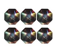 Coasters Set of 6 Leather Drink Coaster rock band stage Coaster for Drinks Non-Slip Mugs Pads Waterproof Funny Coasters Coffee Cup Mat for Table Kitchen