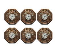 Coasters Set of 6 Leather Drink Coaster Rusty Steampunk Clock Coaster for Drinks Non-Slip Mugs Pads Waterproof Funny Coasters Coffee Cup Mat for Table Kitchen