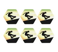 Coasters Set of 6 Leather Drink Coaster Skateboard Coaster for Drinks Non-Slip Mugs Pads Waterproof Funny Coasters Coffee Cup Mat for Table Kitchen