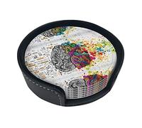 Coasters Set Of 6 Left And Right Brain Advantage Print Leather Coasters For Drinks,Home Décor And Housewarming Gift