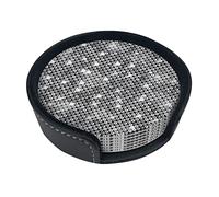 Coasters Set Of 6 Silver Sequin Sparkle Pattern Print Leather Coasters For Drinks,Home Décor And Housewarming Gift