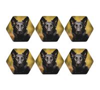 Coasters Set of 6 Waterproof Non-Slip Leather Drink Coasters Round Mug Mat Black german shepherd dog Coasters for Drinks Tabletop Protection Cup Pad for Coffee Table Bar Home Decor