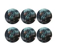 Coasters Set of 6 Waterproof Non-Slip Leather Drink Coasters Round Mug Mat Cool Dragon Coasters for Drinks Tabletop Protection Cup Pad for Coffee Table Bar Home Decor