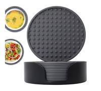 Coasters Silicone, Non Slip Cup Coasters, Round with Holder Pad Heat Resistant for Dining Table Coffee Bar Home Counter Furniture Decor