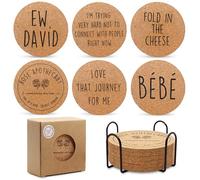 Coasters with Holder, Rose Apothecary Absorbent TV Funny Set of 6 Cork Coasters - Perfect Merchandise Gifts Idea, Birthday Decorations & Funny House Warming Presents for New Home Mother's Day