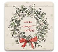 CoasterStone Absorbent Coaster Drinks Modern Farmhouse Christmas IV, 4.25 Inches Wide, Set of Four