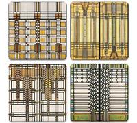 CoasterStone Absorbent Coasters, 4-1/4-Inch, "Frank Lloyd Wright Art Glass Collection", Set of 4