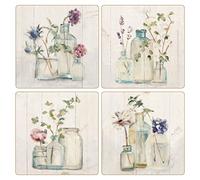 CoasterStone AS10180 Absorbent Coasters, Blossoms On Birch, Set of 4, 4-1/4 Inch, Stone, Multicolor