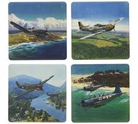 CoasterStone AS1955 Absorbent Coasters, 4-1/4-Inch, War Planes, Set of 4