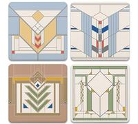 CoasterStone AS885 Frank Lloyd Wright Chevron Designs Set of 4 Coasters, Stone, Multicolor