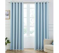 COASTLINE 3 Layers Coating Duckegg Blue 100% Blackout-Thermal Eyelet Curtain Extra Wide Window Treatment Blinds 2 panels for Bedroom,Livingroom,Kids Nursery Room W90 x L72 inch
