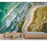 Coastline 3D Wallpaper, Natural Scenery Wall Mural, Landscape Murals for Living Room Bedroom Office Hotel Bar Ceiling Decor - 280 * 200cm