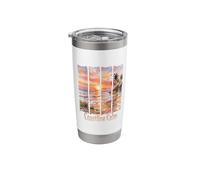 Coastline Calm Watercolor Beach Sunset Tropical Palm Tree Stainless Steel Insulated Tumbler