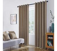 Coastline Luna brushed blackout eyelet curtains Mocha Camel Coffee thermal insulated window treatment 2 panels blinds floor curtains for bedroom,Livingroom,Kids nursery room Width 90" x Drop 90"