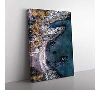 Coastline Of Sweden Painting Modern Canvas Wall Art Print Ready to Hang, Framed Picture for Living Room Bedroom Home Office Décor, 60x40 cm (24x16 Inch)